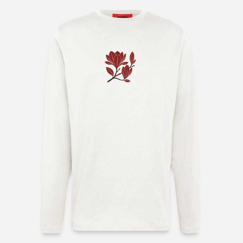Red Magnolia Branch Pattern - Longsleeve - made by SPREAD  - OFF WHITE
