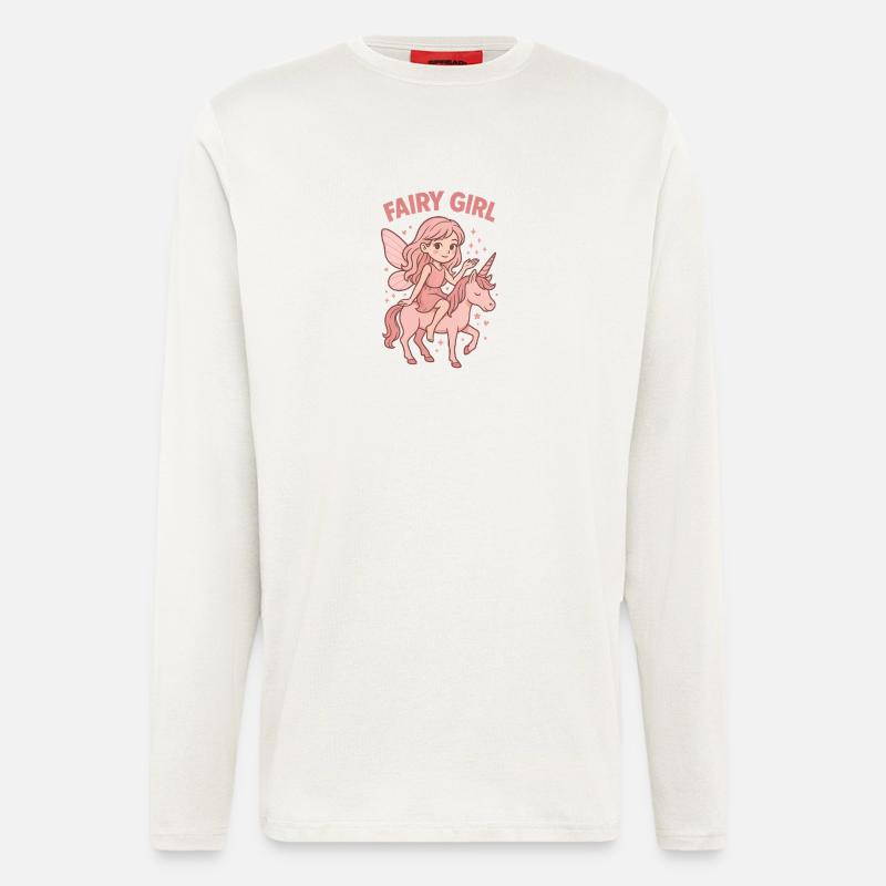 Feenreiterin Rosa Einhorn - Langarmshirt - made by SPREAD  - OFF WHITE