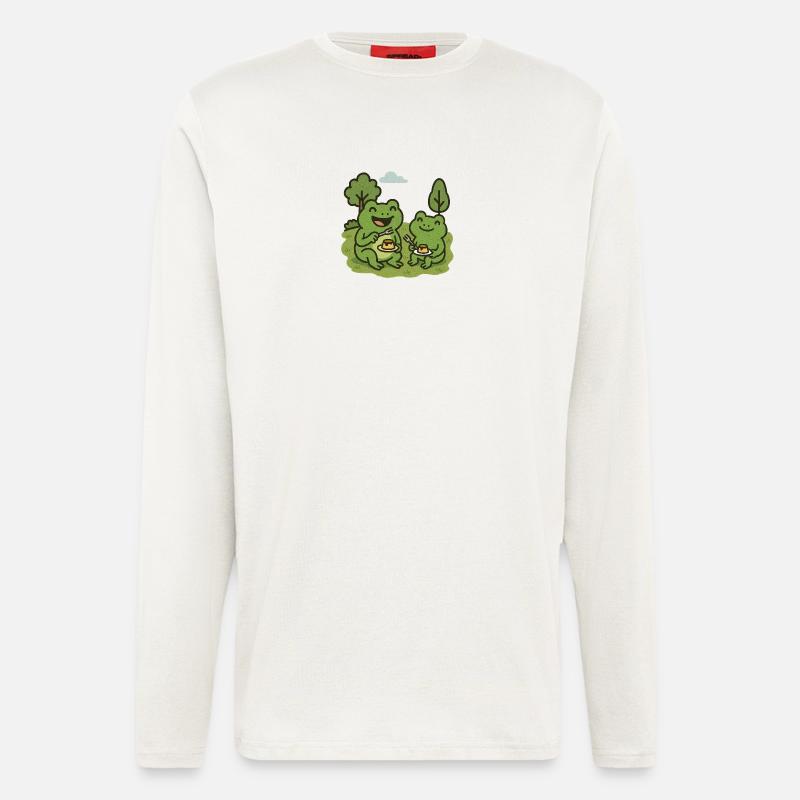 Pudding mit Gabel essen - Frösche - Langarmshirt - made by SPREAD  - OFF WHITE