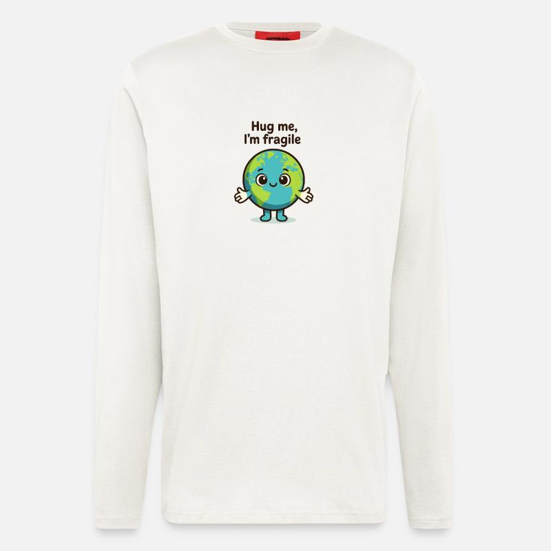 Fragile Earth Hug Me - Langarmshirt - made by SPREAD  - OFF WHITE