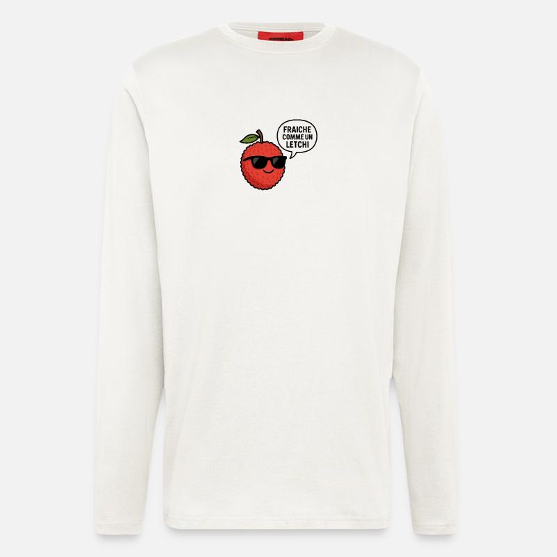 fraiche comme un letchi - Manches longues bio décontracté fabriqué en UE - OFF WHITE