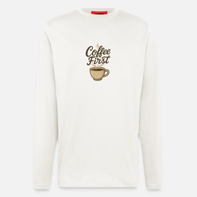 Coffee First Kaffee Illustration - Longsleeve - made by SPREAD  - OFF WHITE