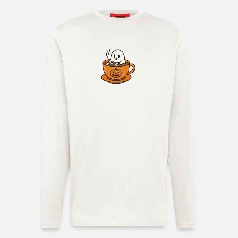 Geist in Kürbis-Kaffeetasse - Langarmshirt - made by SPREAD  - OFF WHITE
