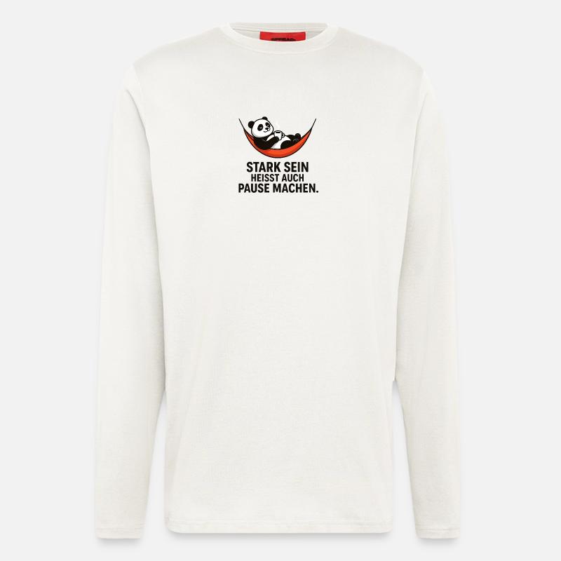 Panda Pause Kraft Spruch - Langarmshirt - made by SPREAD  - OFF WHITE