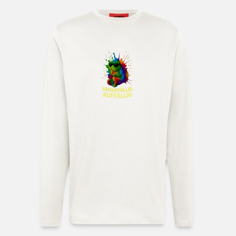 Caméléon arc-en-ciel avec style - Manches longues bio décontracté fabriqué en UE - OFF WHITE