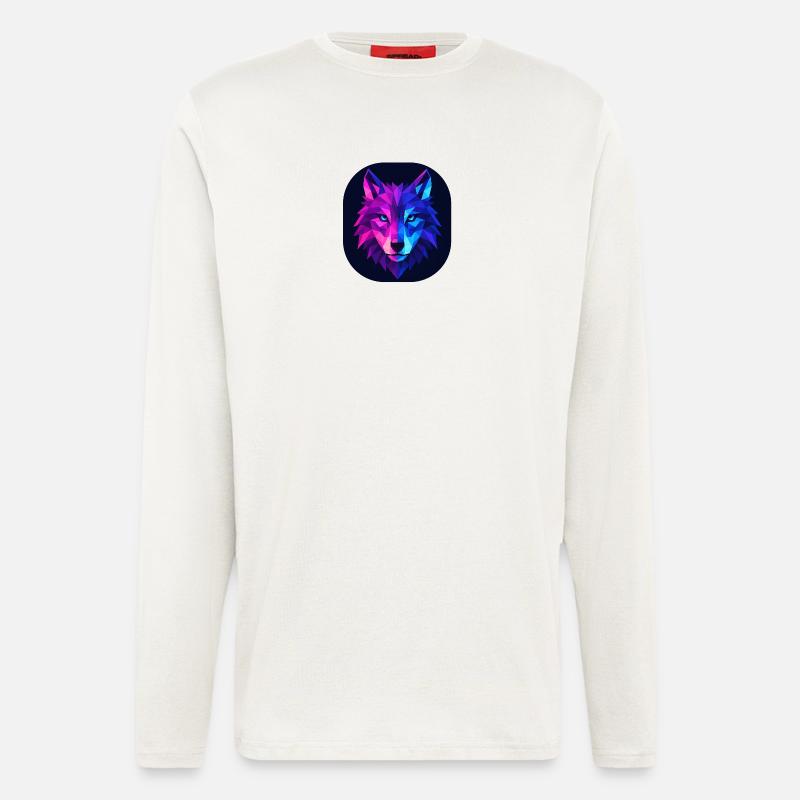 Lupus Wolf Neon Geomuster - Langarmshirt - made by SPREAD  - OFF WHITE