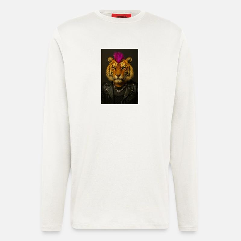 Tiger Punk Mohawk in Leather - Langarmshirt - made by SPREAD - OFF WHITE