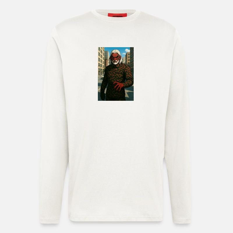 Crimson Mask in City Streets - Longsleeve - made by SPREAD  - OFF WHITE