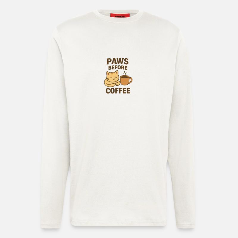 paws before coffee - Langarmshirt - made by SPREAD  - OFF WHITE