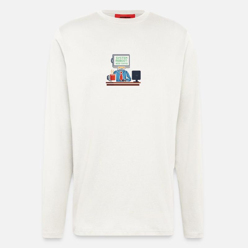 system reboot need coffee - Langarmshirt - made by SPREAD  - OFF WHITE