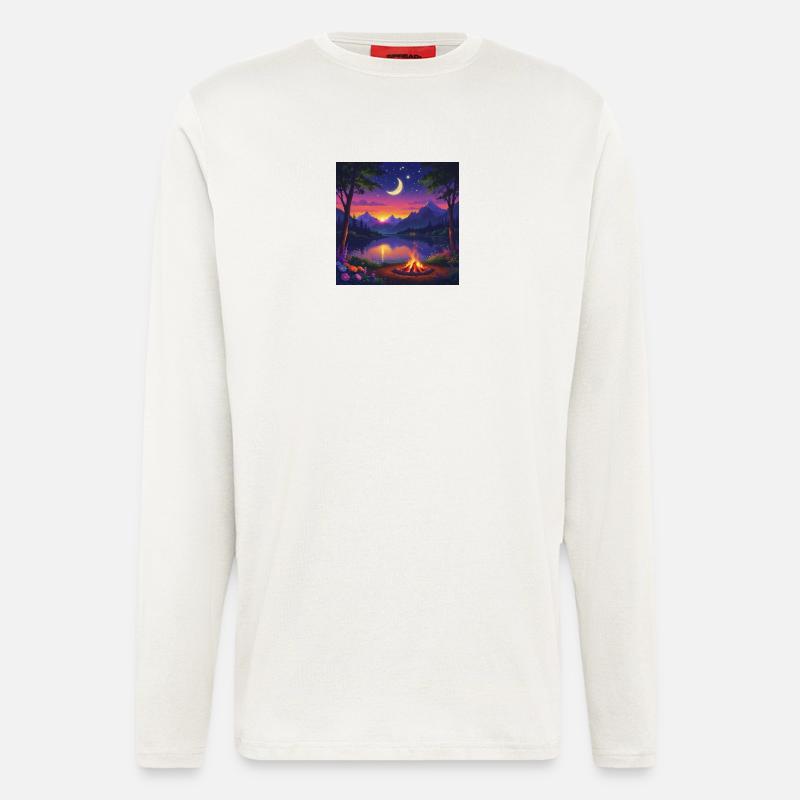 Moonlit Night at Mountain Lake Campfire - Longsleeve - made by SPREAD  - OFF WHITE