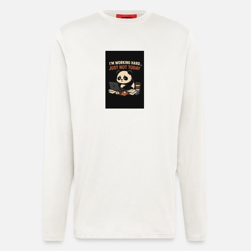 Panda am Laptop: Heute nicht - Langarmshirt - made by SPREAD  - OFF WHITE