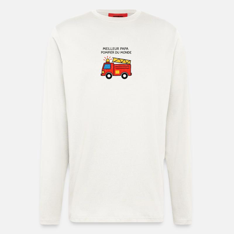Meilleur papa pompier du monde - Manches longues bio décontracté fabriqué en UE - OFF WHITE