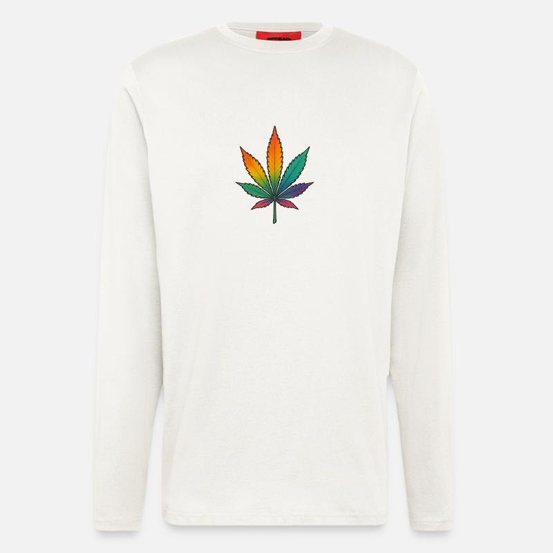 Rainbow Cannabis Leaf Design - Longsleeve - made by SPREAD  - OFF WHITE