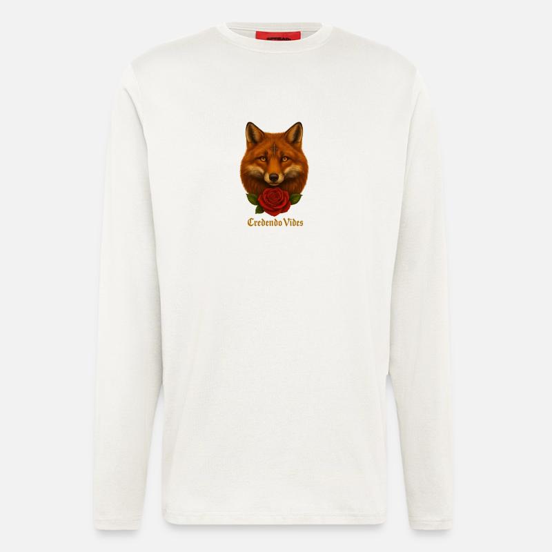 Fuchs mit Rose - Credendo Vides - Langarmshirt - made by SPREAD  - OFF WHITE