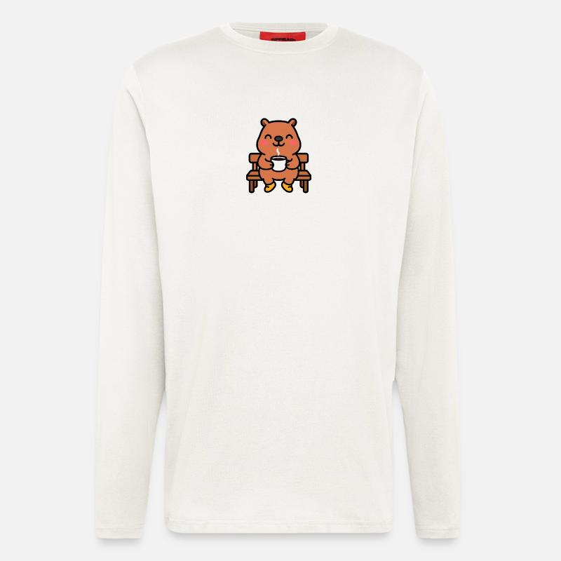 Capybara on a coffee bench - Longsleeve - made by SPREAD  - OFF WHITE