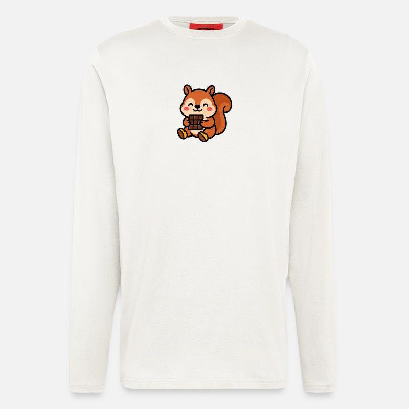 Eichhörnchen mit Schokoriegel - Langarmshirt - made by SPREAD  - OFF WHITE