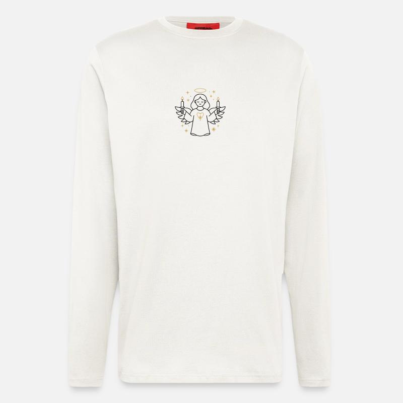 Engel mit Kerzen und Goldenem Herz - Langarmshirt - made by SPREAD  - OFF WHITE
