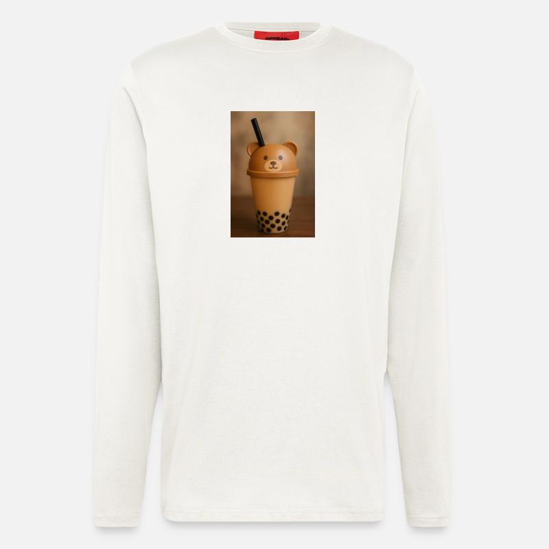 Bear Lid Bubble Tea Cup Design - Longsleeve - made by SPREAD  - OFF WHITE