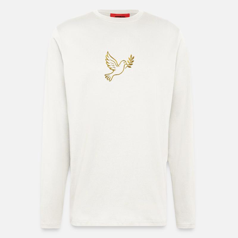 NEU -- Goldene Taube mit Olivenzweig. - Langarmshirt - made by SPREAD  - OFF WHITE