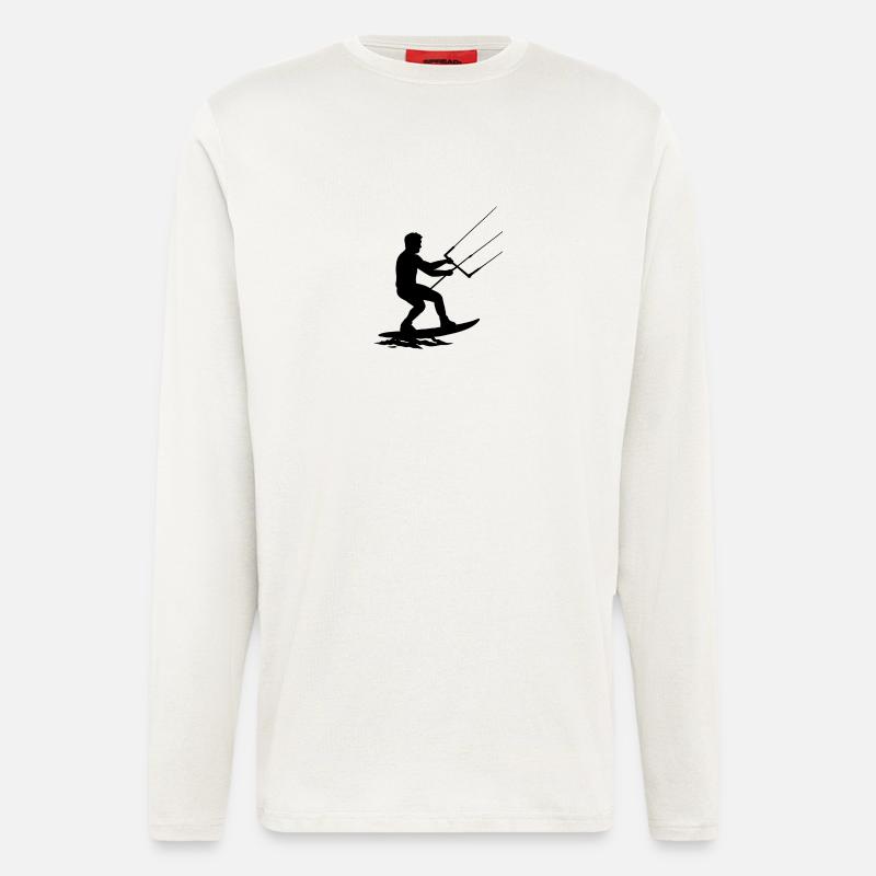 Cool Kitesurfer in Action – Dynamic Silhouette - Longsleeve - made by SPREAD  - OFF WHITE