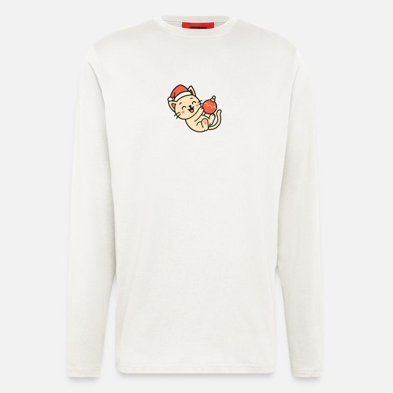 Kätzchen Weihnachtsspaß Weihnachtskugel - Langarmshirt - made by SPREAD  - OFF WHITE