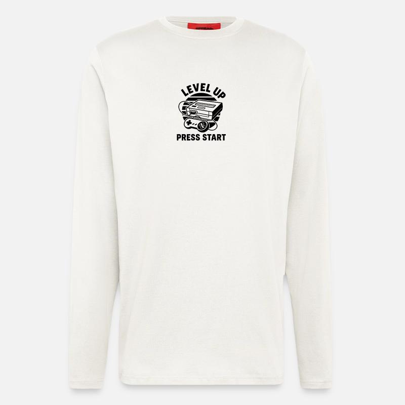 Level Up Press Start Retro - Longsleeve - made by SPREAD  - OFF WHITE