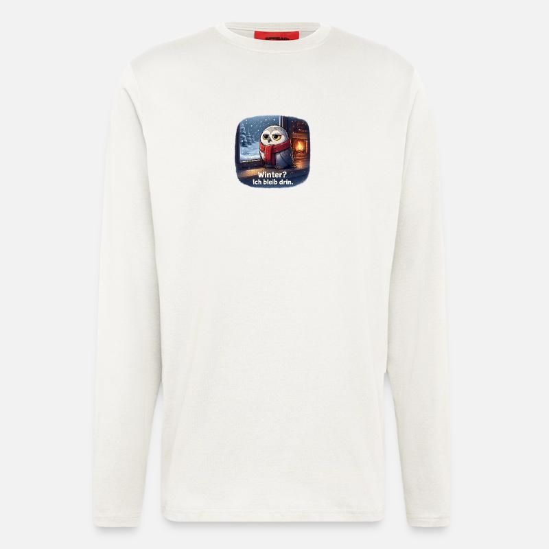 Winter Eule: Ich bleib drin - Langarmshirt - made by SPREAD  - OFF WHITE