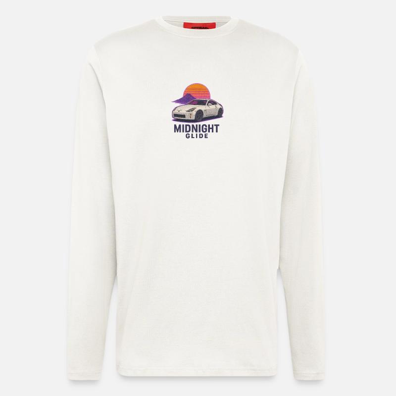 Midnight Glide Retro Sunset Auto - Manches longues bio décontracté fabriqué en UE - OFF WHITE