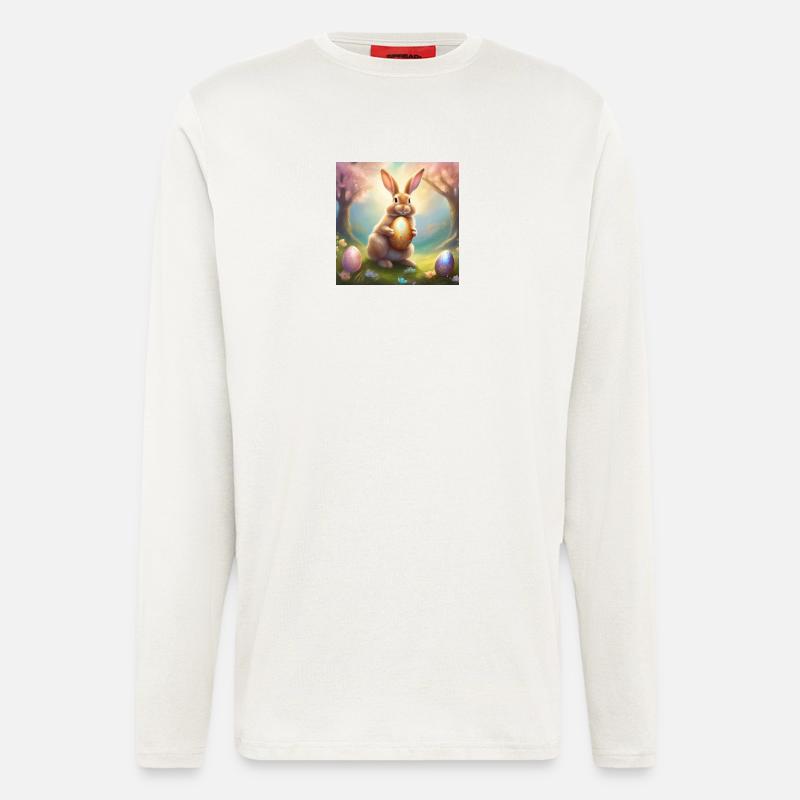 Spring bunny with gold Easter egg - Longsleeve - made by SPREAD  - OFF WHITE