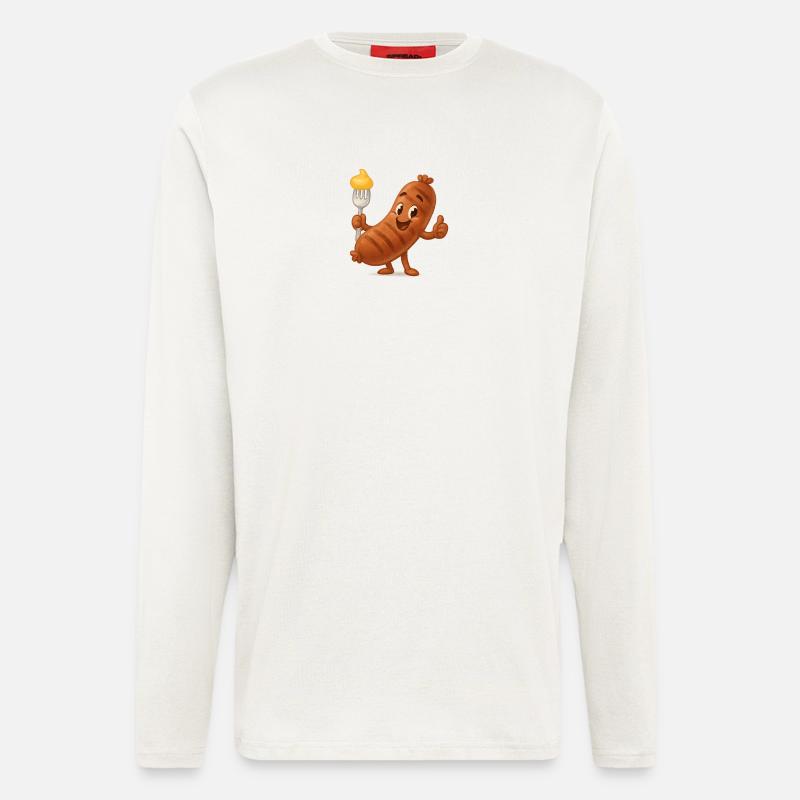 Würstchen mit Senf Cartoon - Langarmshirt - made by SPREAD  - OFF WHITE