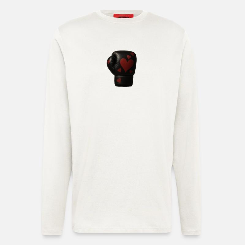 Gant de boxe avec des cœurs - Manches longues bio décontracté fabriqué en UE - OFF WHITE