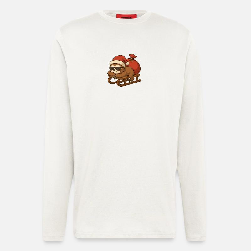 Cool Christmas sloth on sleigh - Longsleeve - made by SPREAD  - OFF WHITE