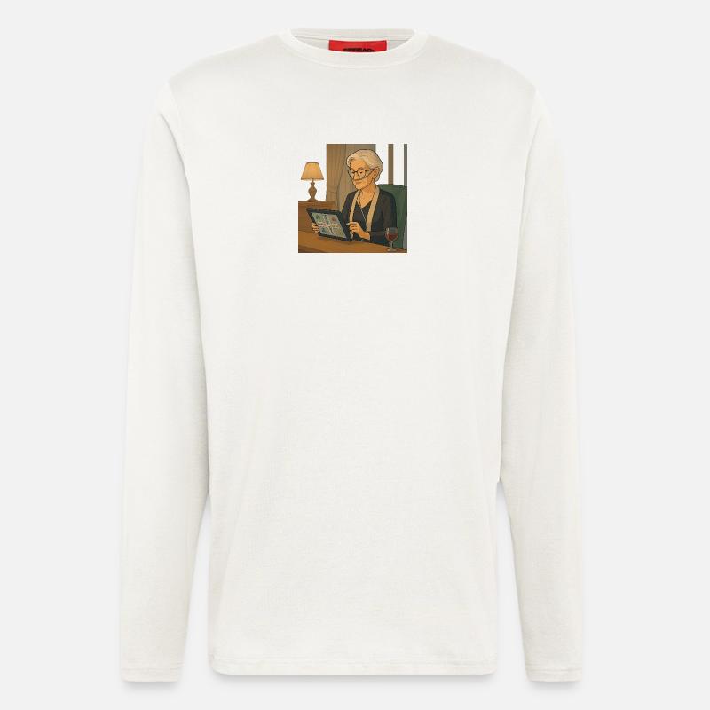 on tablet game night - Longsleeve - made by SPREAD  - OFF WHITE