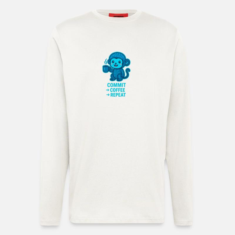 TechAffe Kaffee Rhythmus - Langarmshirt - made by SPREAD  - OFF WHITE