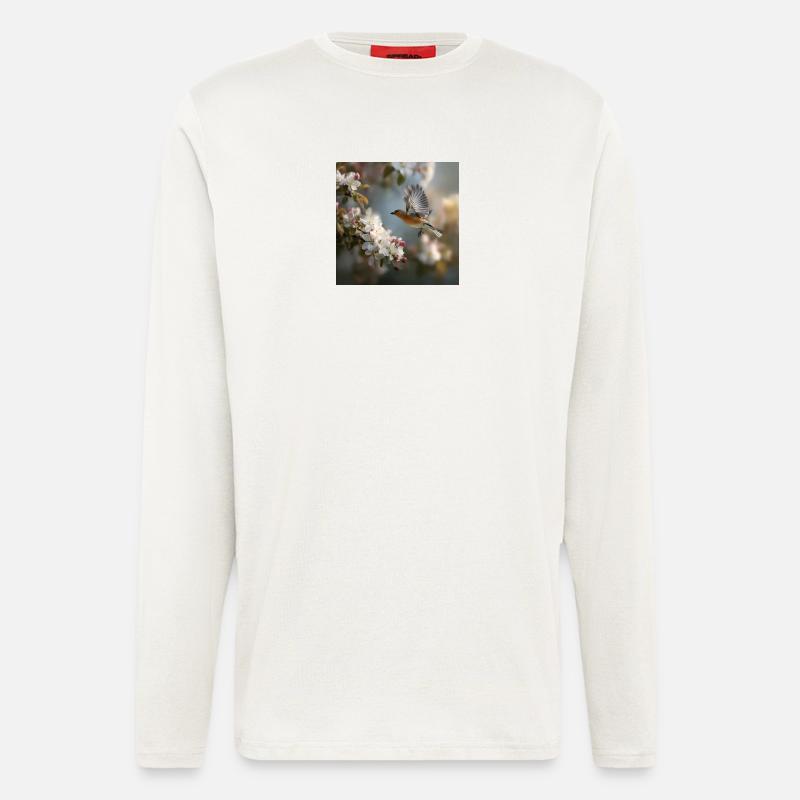 Spring sparrow in blossom flight - Longsleeve - made by SPREAD  - OFF WHITE