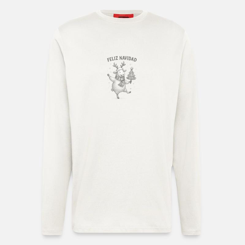Feliz Navidad Sheep with Christmas Tree - Longsleeve - made by SPREAD  - OFF WHITE
