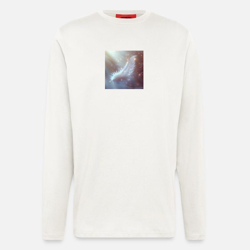 Ätherische Feder leuchtend – Symbol des Lichts - Langarmshirt - made by SPREAD  - OFF WHITE