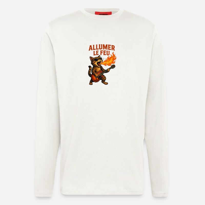 Light the Fire Cat Rock - Longsleeve - made by SPREAD  - OFF WHITE