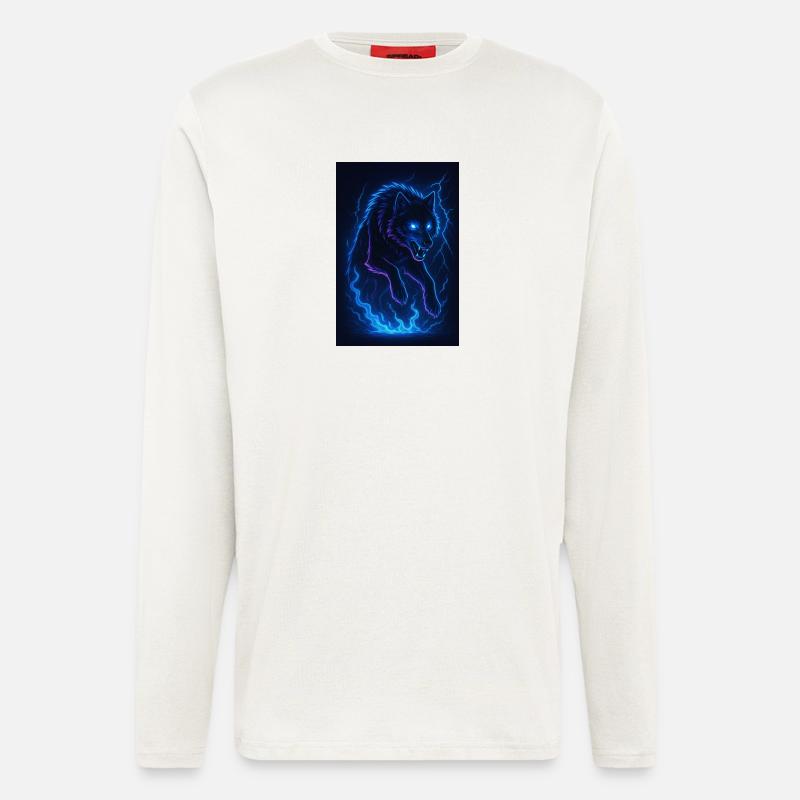 Neon Wolf in Thunder Darkness - Longsleeve - made by SPREAD  - OFF WHITE