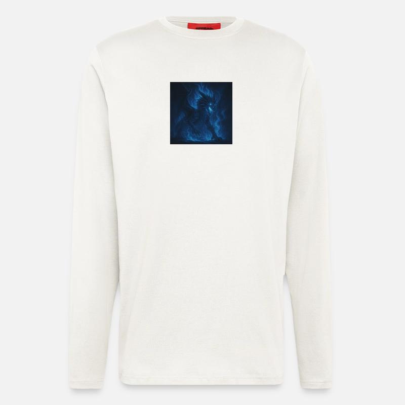 Blue Fire Dragon in Night Shadow - Longsleeve - made by SPREAD - OFF WHITE