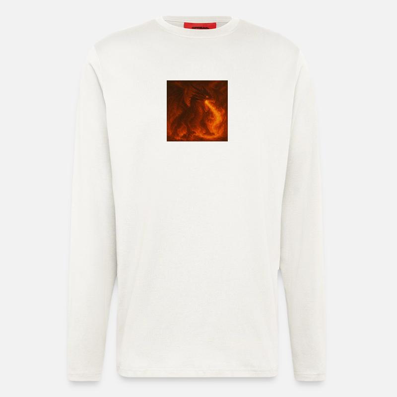 Feuerdrache in leuchtenden Flammen - Langarmshirt - made by SPREAD  - OFF WHITE
