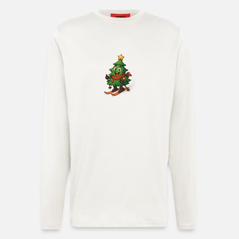 Weihnachtsbaum auf Skiern - Langarmshirt - made by SPREAD  - OFF WHITE
