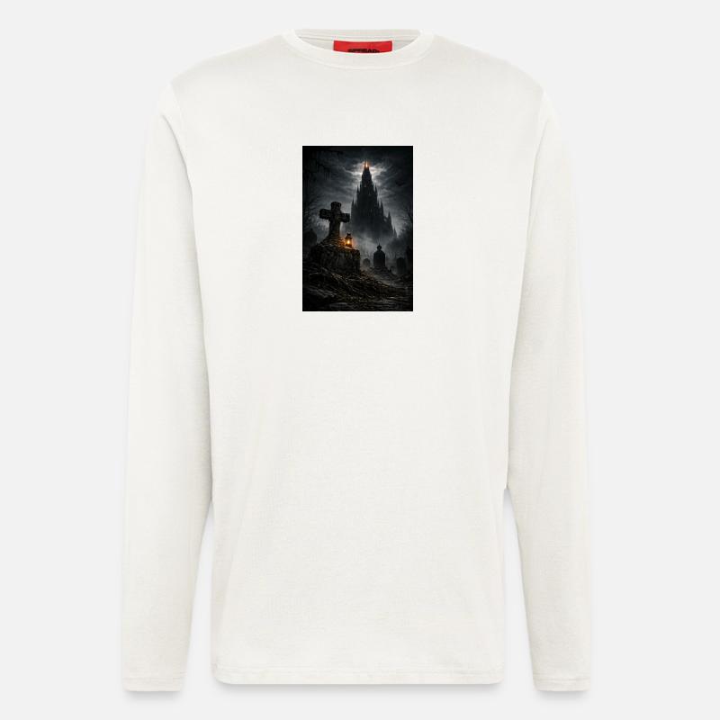 Gothic Schloss im Nebel - Langarmshirt - made by SPREAD  - OFF WHITE