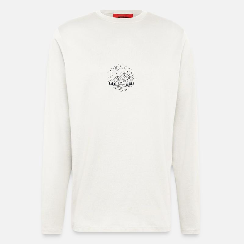 Night Mountains with Starry River - Longsleeve - made by SPREAD  - OFF WHITE