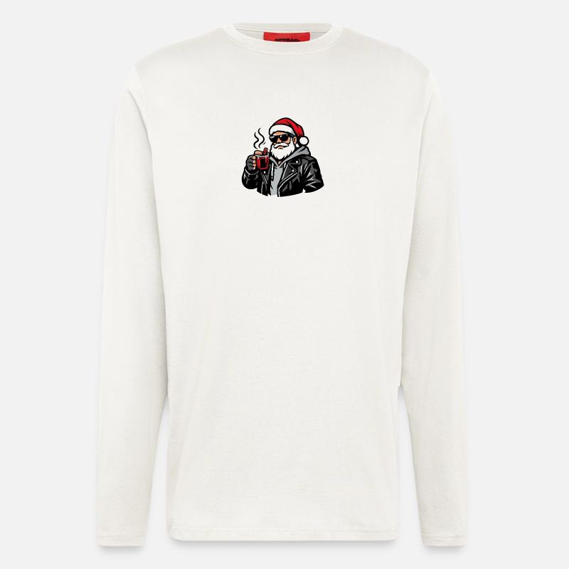 Biker Santa Kaffeepause - Langarmshirt - made by SPREAD  - OFF WHITE