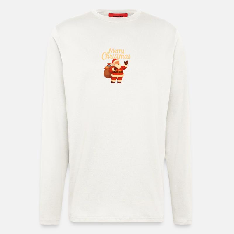 Fröhlicher Santa mit Geschenkesack - Langarmshirt - made by SPREAD  - OFF WHITE