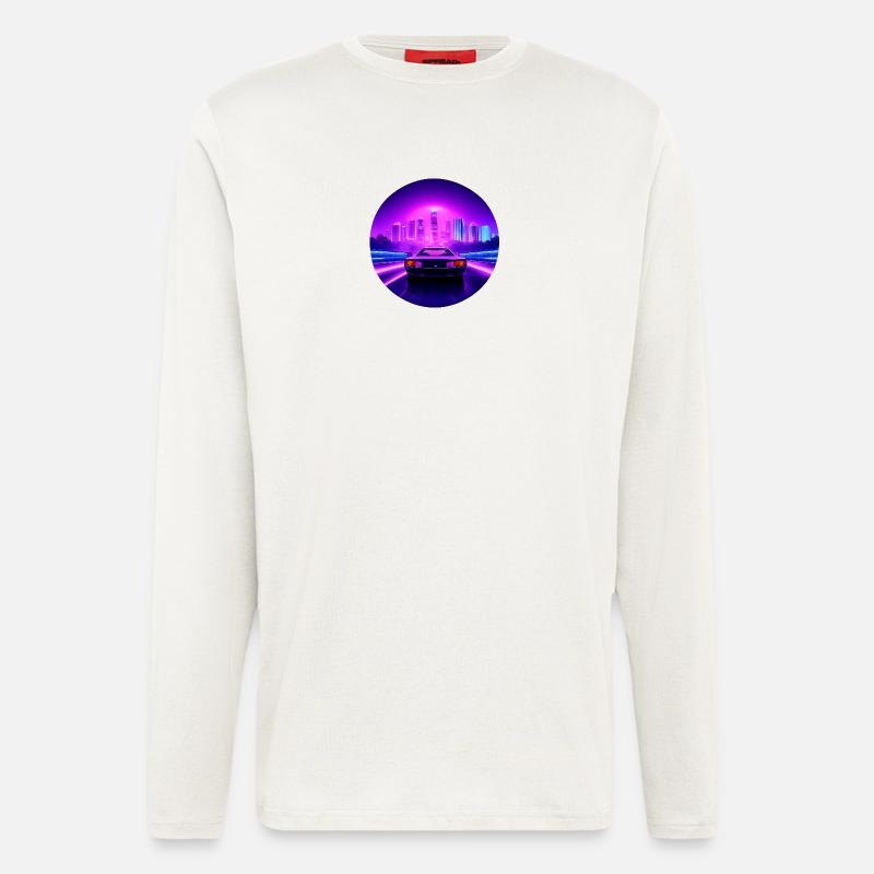Neon City Drive Auto - Langarmshirt - made by SPREAD  - OFF WHITE