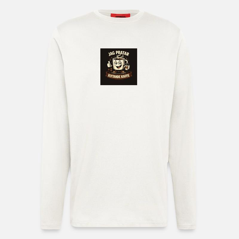 Je parle de café liquide - Manches longues bio décontracté fabriqué en UE - OFF WHITE