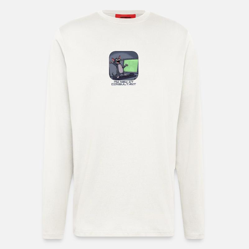 IT cat at the computer - Longsleeve - made by SPREAD  - OFF WHITE